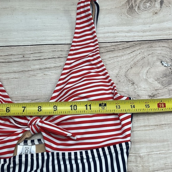 J Crew Size Medium Red White & Blue Striped Cut‎ Out Swimsuit Bathing Suit - Picture 6 of 7
